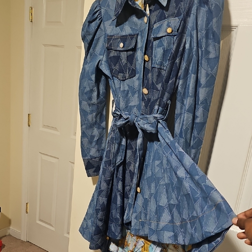 Sassy Jones Ginger Denim Patchwork Jacket Size Sm… - image 2